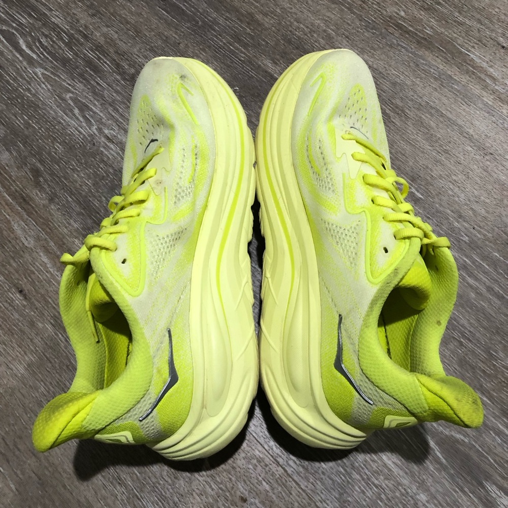 Hoka One One Clifton 10 Running Shoes Womens Size 9 Neon Yellow Sneakers Neutral - Picture 9 of 16